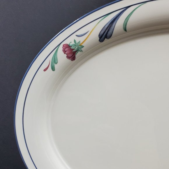 Lenox Chinastone Poppies on Blue Serving Platter Large Oval Dish - Picture 2 of 8